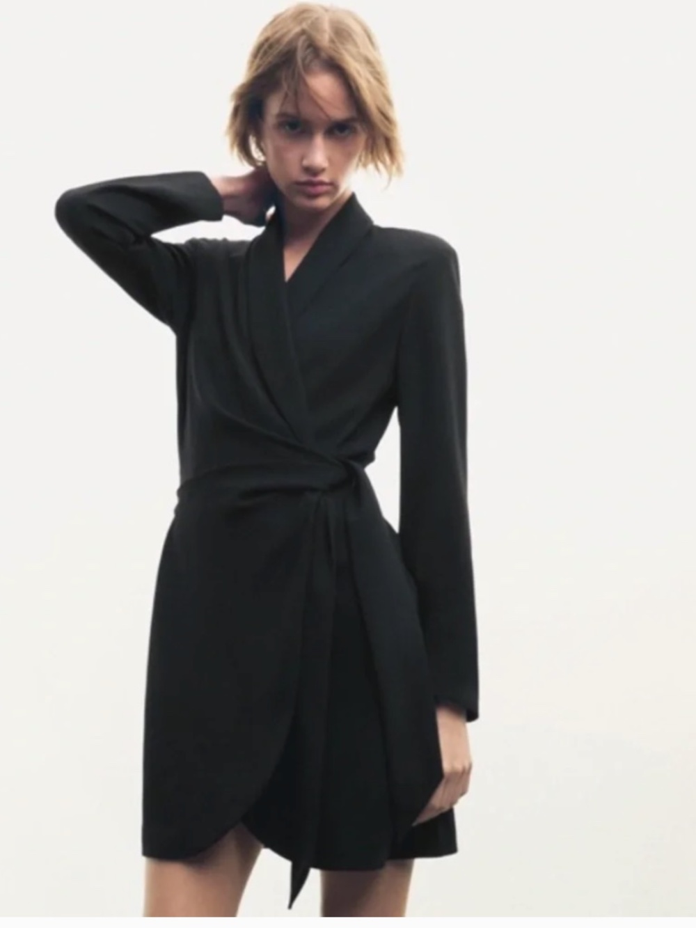Zara Pareo Mini Wrap Dress Black NWT